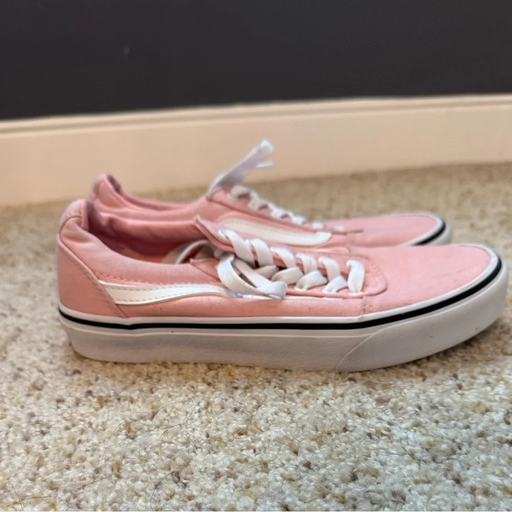 Vans Shoes Youth Girls 4.5 Off The Wall Old Skool Skate Sneakers Pink Fabric New